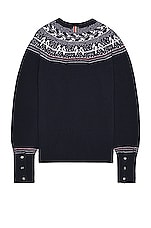 Thom Browne Icelandic Fair Isle Pullover in Navy, view 2, click to view large image.