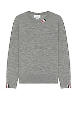Thom Browne RWB Relaxed Fit Crew Neck Pullover In Light Grey in Light Grey, view 1, click to view large image.