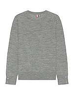 Thom Browne RWB Relaxed Fit Crew Neck Pullover In Light Grey in Light Grey, view 2, click to view large image.