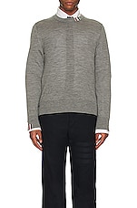 Thom Browne RWB Relaxed Fit Crew Neck Pullover In Light Grey in Light Grey, view 3, click to view large image.