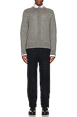 Thom Browne RWB Relaxed Fit Crew Neck Pullover In Light Grey in Light Grey, view 4, click to view large image.