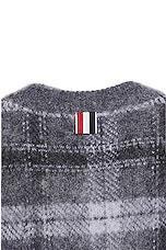 Thom Browne Tartan Check Jacquard Relaxed Fit Sweater in Medium Grey, view 3, click to view large image.