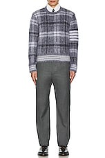 Thom Browne Tartan Check Jacquard Relaxed Fit Sweater in Medium Grey, view 5, click to view large image.