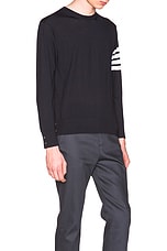 Thom Browne Classic Merino Crewneck Sweater in Navy, view 3, click to view large image.