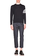 Thom Browne Classic Merino Crewneck Sweater in Navy, view 5, click to view large image.
