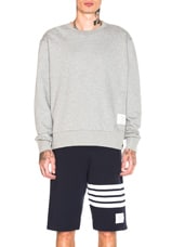 Thom Browne Back Stripe Crewneck Pullover in Light Grey, view 2, click to view large image.