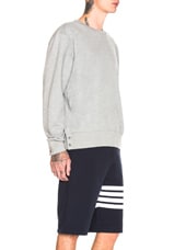 Thom Browne Back Stripe Crewneck Pullover in Light Grey, view 3, click to view large image.