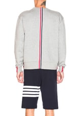 Thom Browne Back Stripe Crewneck Pullover in Light Grey, view 4, click to view large image.