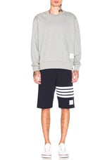 Thom Browne Back Stripe Crewneck Pullover in Light Grey, view 5, click to view large image.