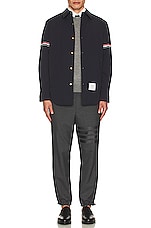 Thom Browne Snap Front Shirt Jacket in Navy, view 4, click to view large image.