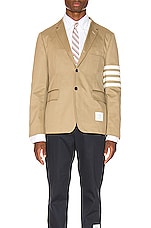 Thom Browne Unconstructed Classic Blazer in Camel, view 1, click to view large image.