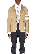 Thom Browne Unconstructed Classic Blazer in Camel, view 2, click to view large image.