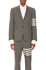 Thom Browne 4 Bar Engineered Suit Jacket in Medium Grey, view 5, click to view large image.