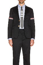 Thom Browne Unconstructed GG Armband Jacket in Navy, view 3, click to view large image.