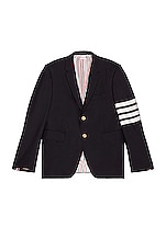 Thom Browne 4 Bar Engineered Suit Jacket in Navy, view 1, click to view large image.