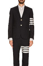 Thom Browne 4 Bar Engineered Suit Jacket in Navy, view 3, click to view large image.
