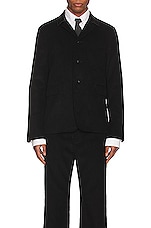 Thom Browne Button Up Cutaway Jacket in Black, view 4, click to view large image.