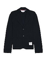 Thom Browne Sport Coat In Wool Milano in NAVY, view 1, click to view large image.