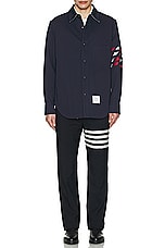 Thom Browne 4 Bar Snap Front Shirt Jacket in NAVY, view 5, click to view large image.