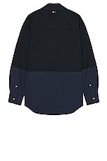 Thom Browne Oversized Shirt Jacket in Navy, view 2, click to view large image.