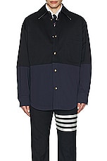 Thom Browne Oversized Shirt Jacket in Navy, view 4, click to view large image.
