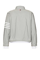 Thom Browne Funnel Neck Nylon Ripstop Jacket in Light Grey, view 2, click to view large image.
