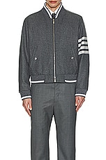 Thom Browne 4 Bar Knit Rib Blouson Jacket in MED GREY, view 3, click to view large image.