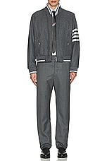 Thom Browne 4 Bar Knit Rib Blouson Jacket in MED GREY, view 4, click to view large image.