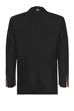 Thom Browne Unstructured Soft Shoulder Patch Blazer in Black, view 2, click to view large image.