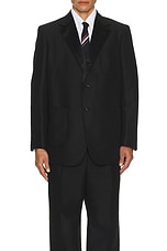 Thom Browne Unstructured Soft Shoulder Patch Blazer in Black, view 4, click to view large image.