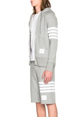 Thom Browne Engineered 4 Bar Zip Hoodie in Light Heather Grey, view 3, click to view large image.
