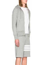 Thom Browne Engineered 4 Bar Zip Hoodie in Light Heather Grey, view 4, click to view large image.