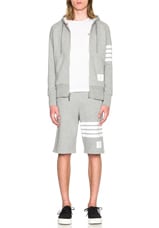 Thom Browne Engineered 4 Bar Zip Hoodie in Light Heather Grey, view 6, click to view large image.