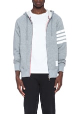Thom Browne Raglan Cotton Full Zip Hoodie in Grey | FWRD