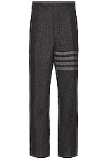 Thom Browne Low Rise Drop Crotch Backstrap Trouser in Dark Grey, view 1, click to view large image.