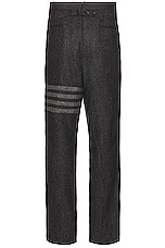 Thom Browne Low Rise Drop Crotch Backstrap Trouser in Dark Grey, view 2, click to view large image.