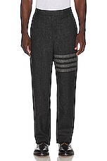 Thom Browne Low Rise Drop Crotch Backstrap Trouser in Dark Grey, view 4, click to view large image.