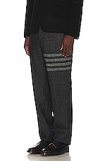 Thom Browne Low Rise Drop Crotch Backstrap Trouser in Dark Grey, view 5, click to view large image.
