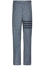 Thom Browne 4 Bar Low Rise Drop Crotch Backstrap Trouser in Light Blue, view 1, click to view large image.