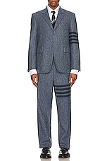 Thom Browne 4 Bar Low Rise Drop Crotch Backstrap Trouser in Light Blue, view 5, click to view large image.