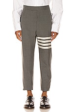 Thom Browne 4 Bar Backstrap Trouser Cropped  in Medium Grey, view 1, click to view large image.