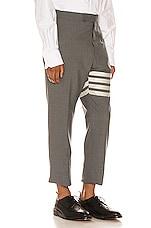 Thom Browne 4 Bar Backstrap Trouser Cropped  in Medium Grey, view 2, click to view large image.