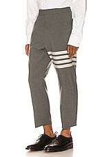 Thom Browne 4 Bar Backstrap Trouser Cropped  in Medium Grey, view 3, click to view large image.
