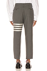 Thom Browne 4 Bar Backstrap Trouser Cropped  in Medium Grey, view 4, click to view large image.