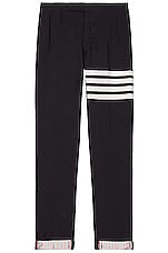Thom Browne 4 Bar Backstrap Trouser Wide Leg in Navy, view 2, click to view large image.