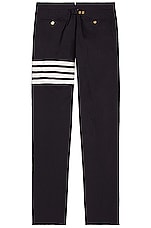 Thom Browne 4 Bar Backstrap Trouser Wide Leg in Navy, view 3, click to view large image.