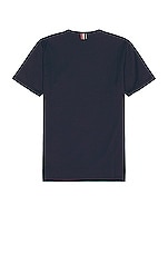 Thom Browne Jersey Cotton Short Sleeve Pocket Tee in Navy, view 2, click to view large image.