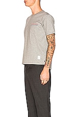 Thom Browne Jersey Cotton Short Sleeve Pocket Tee in Light Grey, view 5, click to view large image.