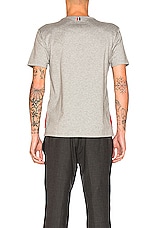 Thom Browne Jersey Cotton Short Sleeve Pocket Tee in Light Grey, view 6, click to view large image.