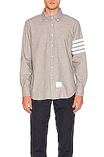 Thom Browne 4 Bar Chambray Shirt in Medium Grey, view 2, click to view large image.